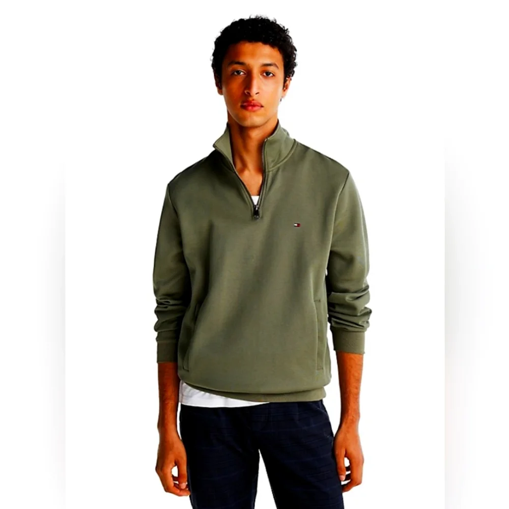 TOMMY HILFIGER MEN'S GREEN 1/4 ZIP SWEATER SIZE XL